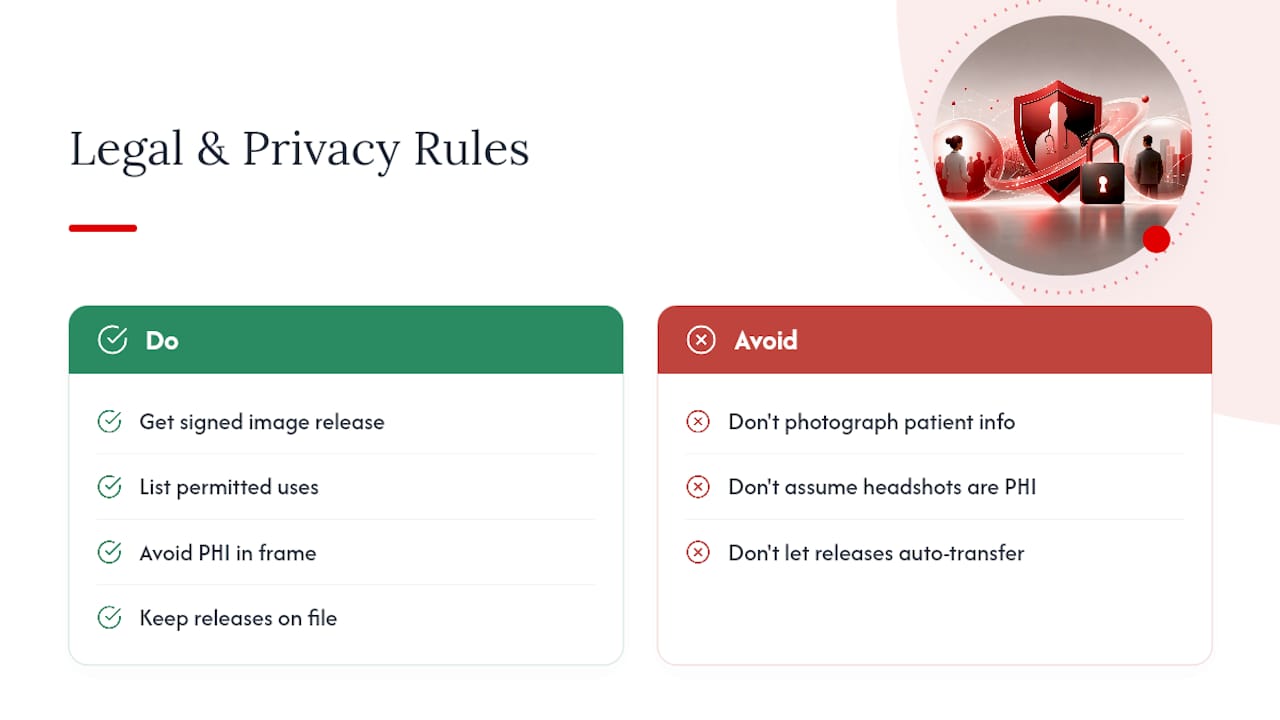 What Legal and Privacy Rules Apply to Medical Headshots? — overview diagram