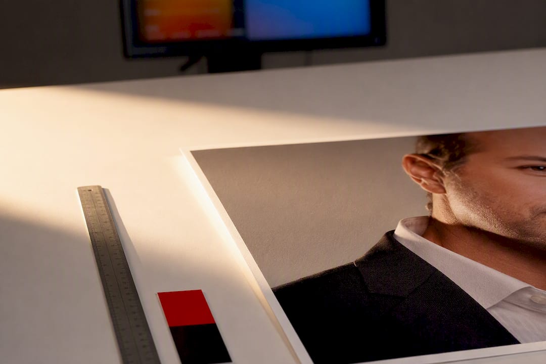 Headshot print beside resolution measurement ruler