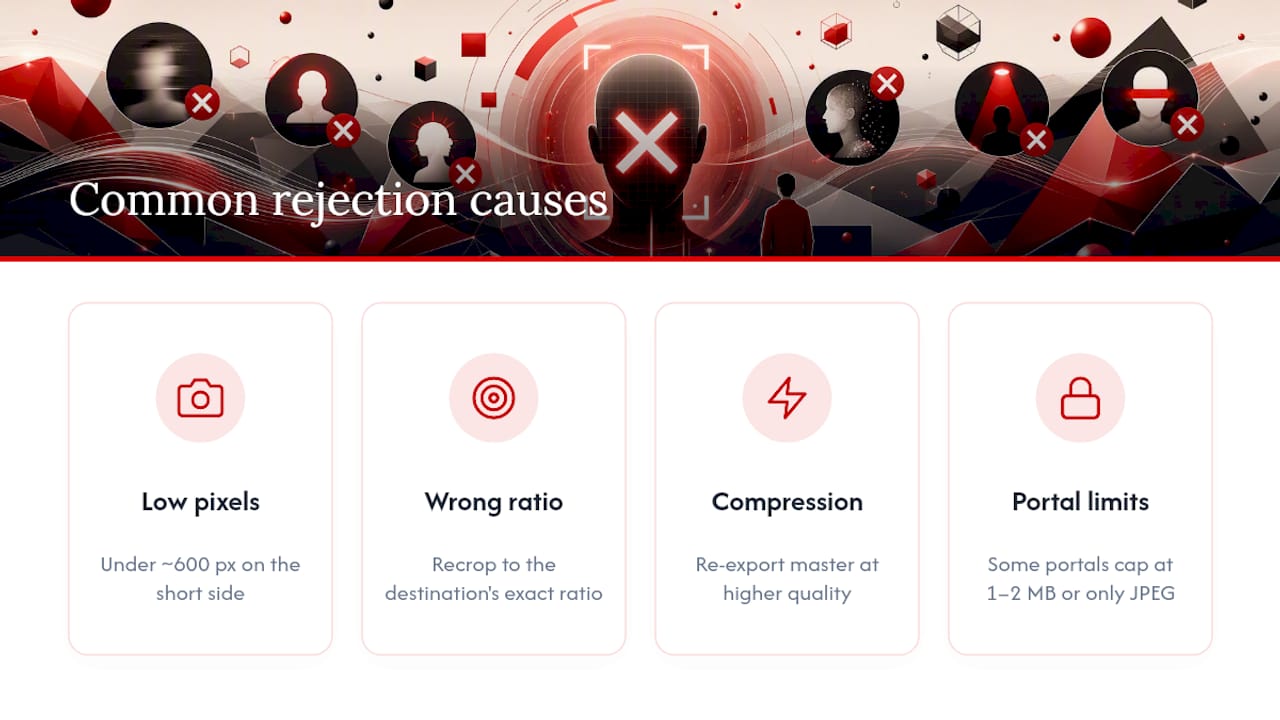 Four common headshot upload rejection causes