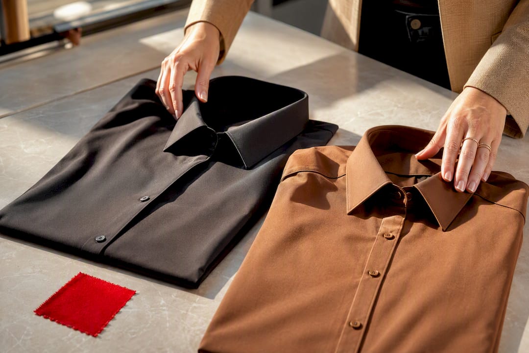 Contrasting collared shirts for badge headshots
