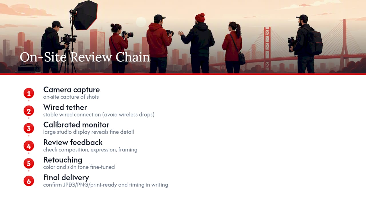 On-site tethered image review workflow