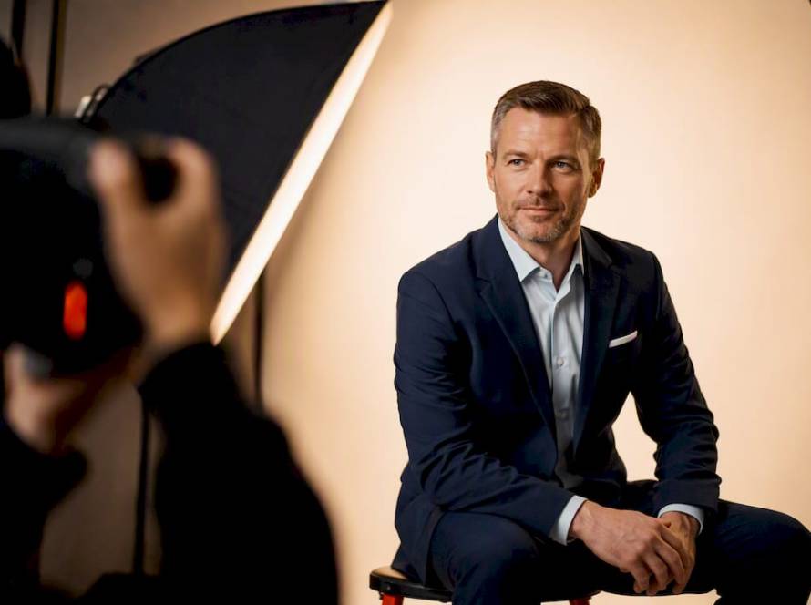 Executive during professional headshot studio session