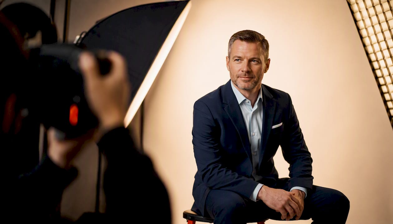 Executive during professional headshot studio session