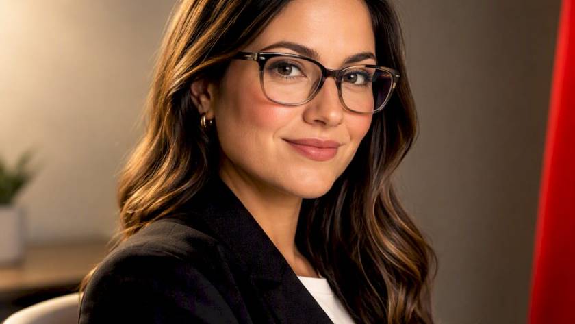 Professional wearing glasses during headshot session