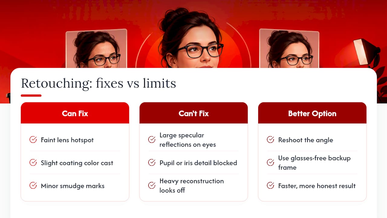 Retouching fixes compared with reshooting options